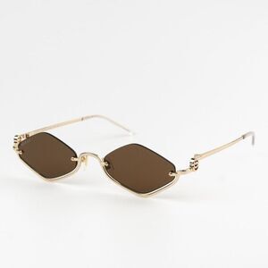 NEW Gucci GG1604S 002 Gold Brown Geometric Women Sunglasses